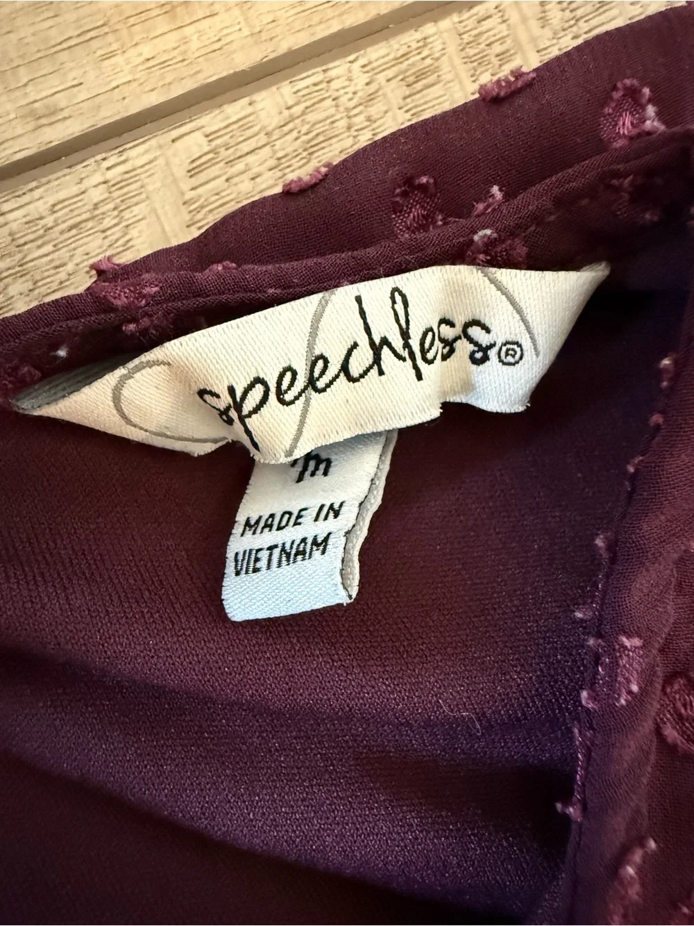 Speechless Burgundy Dot Puff Sleeve Mini Dress